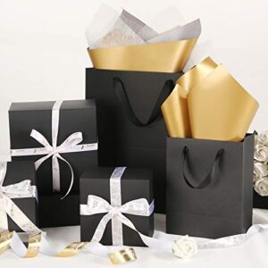 JINMING 12 Large Gift Bags 10x4.5x11 Inches, Matte Black Gift Bags, Premium Gift Bags with Handles for All Occasions