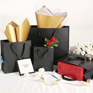 JINMING 12 Large Gift Bags 10x4.5x11 Inches, Matte Black Gift Bags, Premium Gift Bags with Handles for All Occasions