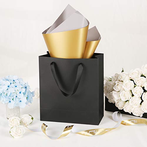 JINMING 12 Large Gift Bags 10x4.5x11 Inches, Matte Black Gift Bags, Premium Gift Bags with Handles for All Occasions