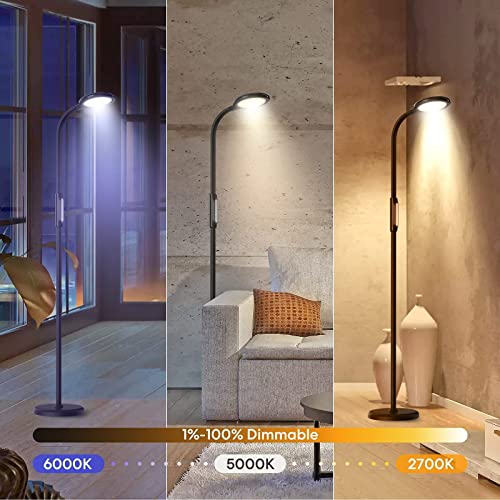 Meross Smart LED Floor Lamp, Dimmable Floor Lamp Supports HomeKit, Alexa, Google Assistant, 3-in-1 Standing LED Floor Lamp for Living Room, Bedroom with Gooseneck, Tunable White, Remote & App Control