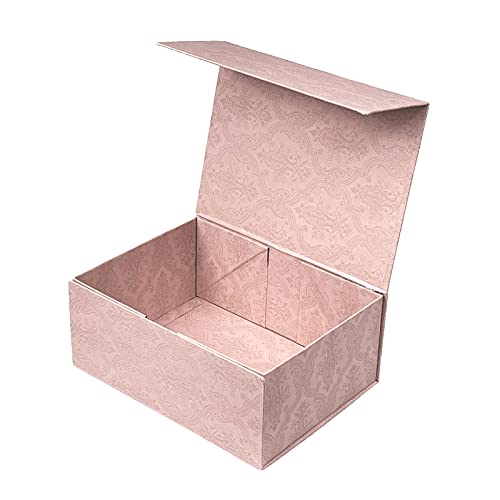 ISUKA Collapsible Gift Box 9.8"x7.5"x4.1" with Magnetic Lid, Groomsmen Bridesmaid Proposal Gift Box for Valentine, Proposal, Wedding, Birthdays(Light Pink)