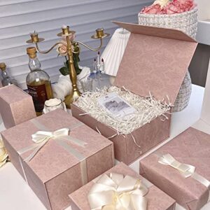 ISUKA Collapsible Gift Box 9.8"x7.5"x4.1" with Magnetic Lid, Groomsmen Bridesmaid Proposal Gift Box for Valentine, Proposal, Wedding, Birthdays(Light Pink)