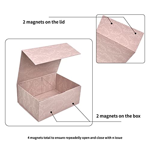 ISUKA Collapsible Gift Box 9.8"x7.5"x4.1" with Magnetic Lid, Groomsmen Bridesmaid Proposal Gift Box for Valentine, Proposal, Wedding, Birthdays(Light Pink)