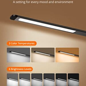 sympa LED Desk Lamp, Aluminum Alloy Dimmable LED Table Lamp with 3 Color Modes, 6 Brightness Levels, USB Charging Port, Adjustable Angle, Memory Function, Table Lamp for Home Office Lighting, Grey