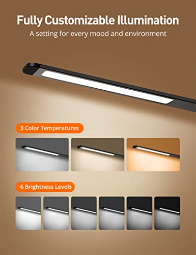 sympa LED Desk Lamp, Aluminum Alloy Dimmable LED Table Lamp with 3 Color Modes, 6 Brightness Levels, USB Charging Port, Adjustable Angle, Memory Function, Table Lamp for Home Office Lighting, Grey