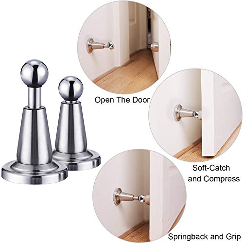 Soft-Catch Magnetic Door Holder Magnetic Doorstops Stainless Steel Wall Mount Door Stop (1)