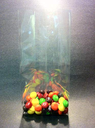 UNIQUEPACKING 100 Pcs 4x2x12 Clear Side Gusseted Cello Cellophane Bags Good for Candy Cookie Bakery