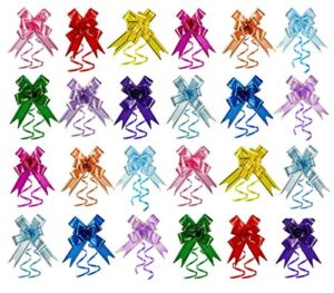 200 pcs assorted colors ribbon pull bows decorative present basket festival gift string wrap bows for christmas wedding party thanks giving(1.8cm/0.7inc width)