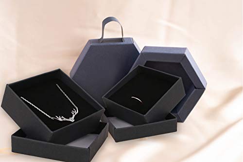 dedoot Kraft Jewelry Boxes, Pack of 30 Square Cardboard Jewelry Gift Box 2.8x2.8x1.2 Inch Small Necklace Ring Earring Kraft Box for Jewelry Set with Velvet Cushion, Black