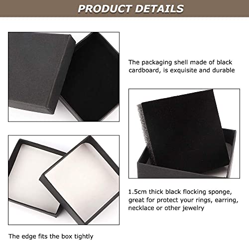 dedoot Kraft Jewelry Boxes, Pack of 30 Square Cardboard Jewelry Gift Box 2.8x2.8x1.2 Inch Small Necklace Ring Earring Kraft Box for Jewelry Set with Velvet Cushion, Black