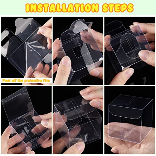 200 Pcs Clear Favor Boxes 2 x 2 x 2 Inches Clear Plastic Gift Box PET Clear Treat Boxes Clear Party Favor Containers Candy Boxes Packaging Transparent Cube Boxes for Birthday Party Baby Shower Wedding