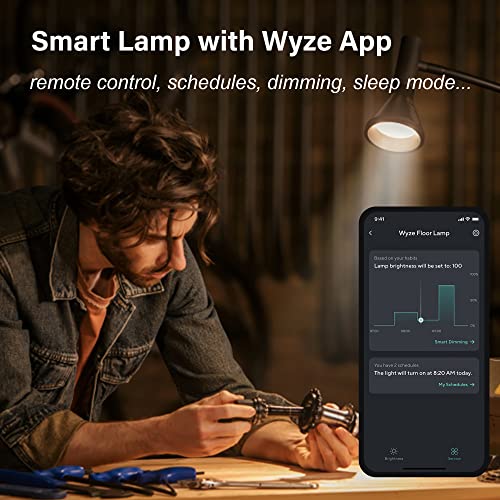 WYZE LED Floor Lamp for Bedroom Office Living Room with Timer Stepless Adjustable Brightness 4000K Standing Light with Remote & APP Control Reading Floor Lamps