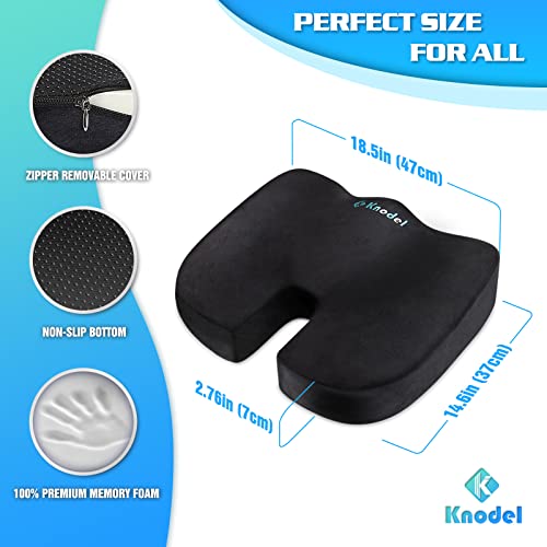 K KNODEL Seat Cushion, Seat Cushion for Office Chair, Non-Slip Office Chair Cushion, Perfect for Back, Coccyx & Tailbone Pain Relief (Black)