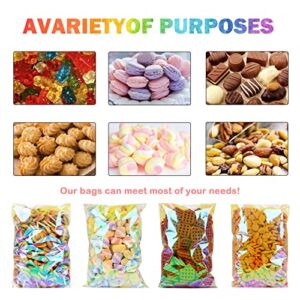 Qtop Cookie Bags 100 pcs Candy Bags Iridescent Holographic Clear Plastic Bags 6x9-1.57 mils Thick 100 pcs Self Sealing OPP Cello Bags for Bakery Cookies Goodies Favor Decorative Wrappers for Birthday Party Favors, Valentines, Easter, Weddings ,Halloween，