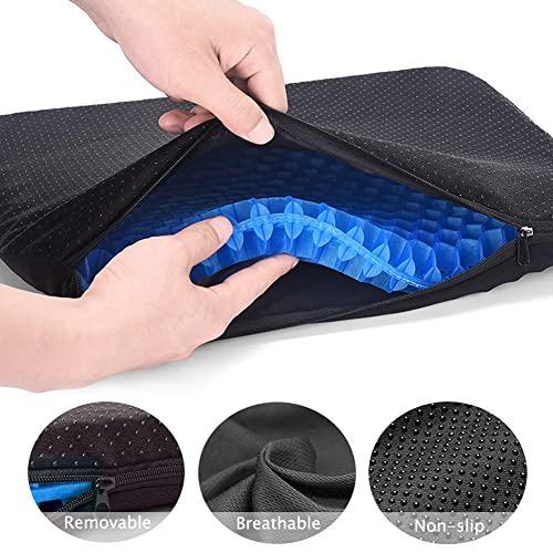 Extra Large Gel Seat Cushion, Office Seat Cushion for Long Sitting Breathable Egg Gel Cushion for Office Home Chairs, Cars, Long Trips – Back, Sciatica, Hip, Tailbone Pain Relief Cushion (Blue)