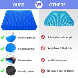 Extra Large Gel Seat Cushion, Office Seat Cushion for Long Sitting Breathable Egg Gel Cushion for Office Home Chairs, Cars, Long Trips – Back, Sciatica, Hip, Tailbone Pain Relief Cushion (Blue)