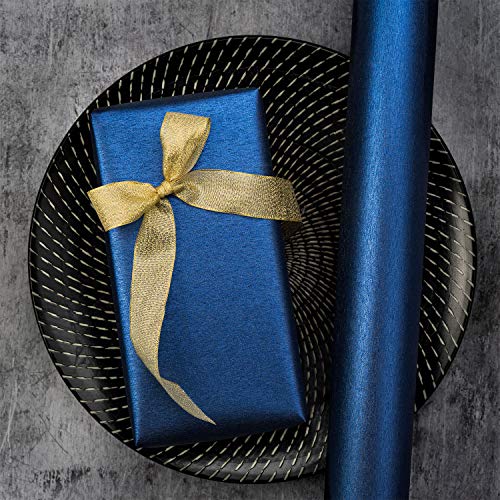 WRAPAHOLIC Wrapping Paper Roll - Mini Roll - 17 Inch x 16.5 Feet - Navy Blue with Metallic Shine for Birthday, Holiday, Wedding, Baby Shower - 17 Inch x 16.5 Feet
