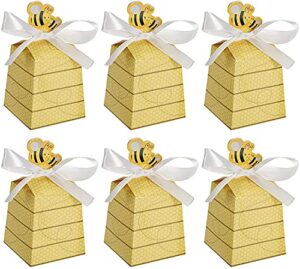 kupoo 50 pcs bumble bee candy boxes beehive gift box with ribbons baby favors candy boxes for baby shower birthday decorations