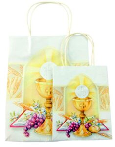 first communion gift bag with bread of life chalice image for boys or girls