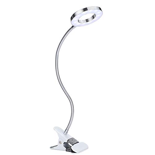 Mavis Laven Desk Lamp, Eyelash Extension Light, 7W LED Clip On Lamp, USB Eye-Care Book Light, Bed Lamp, Tattoo,Nail Art, Makeup Lash lamp, Dorm Room,Desk, 2-Level Brightness & 2 Color