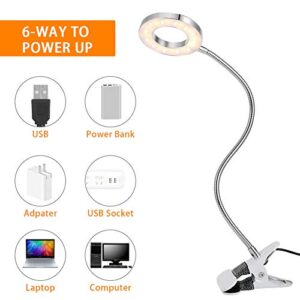 Mavis Laven Desk Lamp, Eyelash Extension Light, 7W LED Clip On Lamp, USB Eye-Care Book Light, Bed Lamp, Tattoo,Nail Art, Makeup Lash lamp, Dorm Room,Desk, 2-Level Brightness & 2 Color