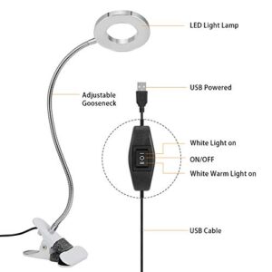 Mavis Laven Desk Lamp, Eyelash Extension Light, 7W LED Clip On Lamp, USB Eye-Care Book Light, Bed Lamp, Tattoo,Nail Art, Makeup Lash lamp, Dorm Room,Desk, 2-Level Brightness & 2 Color