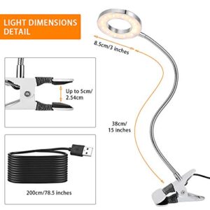 Mavis Laven Desk Lamp, Eyelash Extension Light, 7W LED Clip On Lamp, USB Eye-Care Book Light, Bed Lamp, Tattoo,Nail Art, Makeup Lash lamp, Dorm Room,Desk, 2-Level Brightness & 2 Color