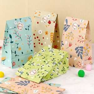 aerwo 48pcs floral gift bags, flowers birthday gift bag, goodie bags, goodie bags for kids birthday, gift bag bulk, baby shower, wedding party favor bags with thank you stickers