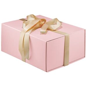 moyeupac gift box 9″ x 7″ x 4″ with magnetic closure lid for gift packaging, gift box for father’s day, mother’s day, presents christmas and various holidays (pink)