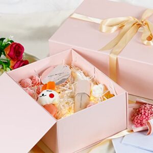 MOYEUPAC Gift Box 9" X 7" X 4" with Magnetic Closure Lid for Gift Packaging, Gift Box for Father's Day, Mother's Day, Presents Christmas and Various Holidays (Pink)