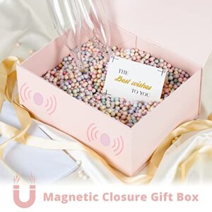 MOYEUPAC Gift Box 9" X 7" X 4" with Magnetic Closure Lid for Gift Packaging, Gift Box for Father's Day, Mother's Day, Presents Christmas and Various Holidays (Pink)