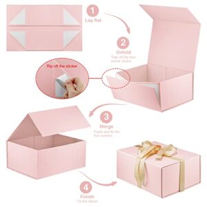 MOYEUPAC Gift Box 9" X 7" X 4" with Magnetic Closure Lid for Gift Packaging, Gift Box for Father's Day, Mother's Day, Presents Christmas and Various Holidays (Pink)