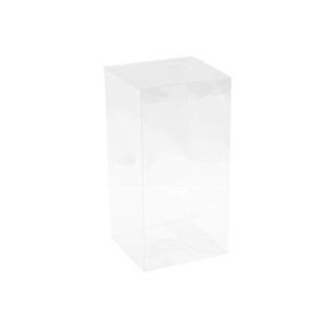 clear pet plastic storage boxes (8 pack) 4″x4″x8″ – transparent gift boxes, empty containers packing box for party favors ideal for cookies, ornament, gifts, wedding, birthday and parties