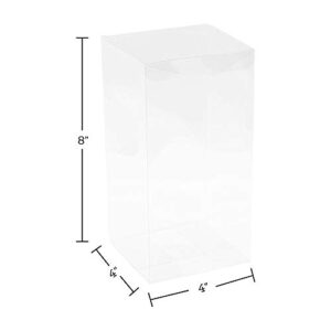 Clear PET Plastic Storage Boxes (8 Pack) 4"x4"x8" - Transparent Gift Boxes, Empty Containers Packing Box for Party Favors Ideal for Cookies, Ornament, Gifts, Wedding, Birthday and Parties