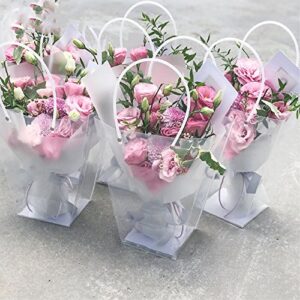 BBC Clear Flower Bouquet Bags with Handle Florist Shop Packaging Supplies, 5 Pcs (11.4 * 5.9 * 16.7inch)