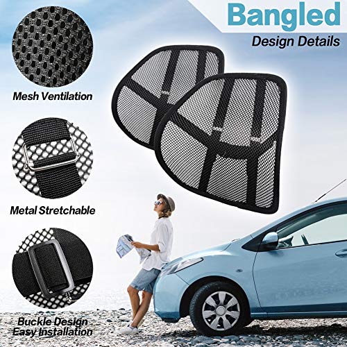 Bangled Lumbar Support, Car Lumbar Support with Double Breathable Mesh, Back Lumbar Support for Car and Office Chair (Black 2 Pack)