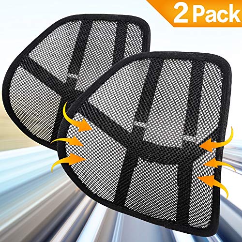 Bangled Lumbar Support, Car Lumbar Support with Double Breathable Mesh, Back Lumbar Support for Car and Office Chair (Black 2 Pack)