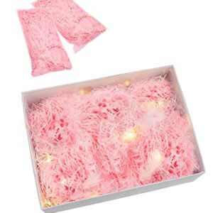 XINYIDAO Basket grass filler,crinkle cut paper shred filler, raffia paper filler, gift box packaging filler, 200g party decoration DIY packaging accessories (light pink)