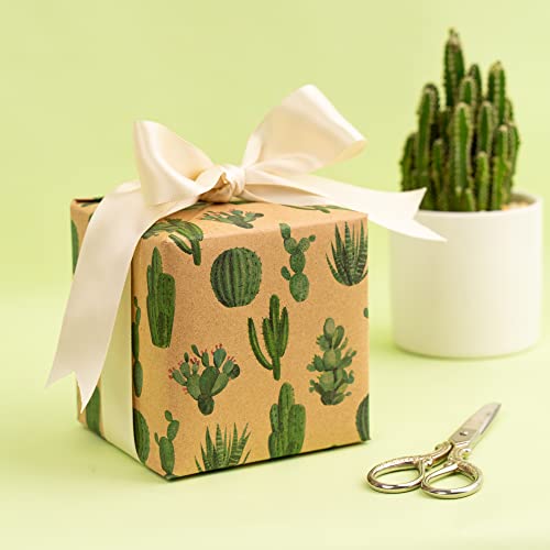 MAYPLUSS Kraft Wrapping Paper Roll - Mini Roll - 17" X 120" Per roll - Fruit/Cactus/Hedgehogs Design (42.3 sq.ft.ttl)