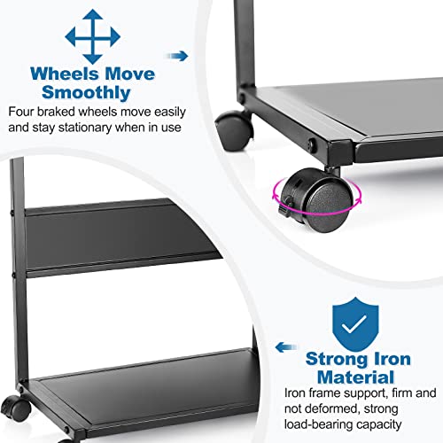 Bfttlity Computer Tower Stand, Iron PC Stand 2-Tier CPU Stand with Locking Caster Wheels Suitable for Most PC (Iron)