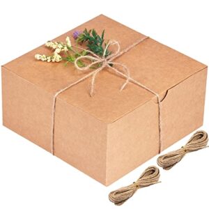 moretoes brown gift boxes kraft boxes 15 pack 8x8x4 inches, paper gift cardboard boxes with lids for christmas gifts, bridesmaid proposal boxes, cupcake boxes, crafting gift box