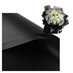 rikyo 40 counts fresh flowers wrapping paper,wraps waterproof floral wrapping paper sheets fresh flowers bouquet gift packaging korean florist supplies,boundless 22 3/4 x 22 3/4 inch (all black)