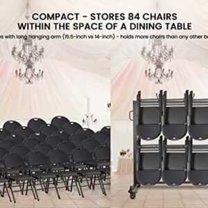 Folding Chair Rack Folding Chair Cart with Capacity 84 Folding Chair Storage Rack 360° Rubber Locking Wheels Weatherproof Cover Mobile Chair Dolly for Stackable Chairs Folding Tables and Chairs