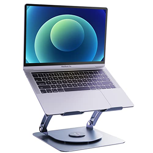 Laptop Cooling Stand Aluminum Alloy Rotating Bracket,360 Degree Rotation,Adjustable Ergonomic Portable Aluminum Laptop Holder,Foldable Computer Stand Riser Compatible with 9-15.6 inch Laptop,Silvery