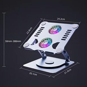 Laptop Cooling Stand Aluminum Alloy Rotating Bracket,360 Degree Rotation,Adjustable Ergonomic Portable Aluminum Laptop Holder,Foldable Computer Stand Riser Compatible with 9-15.6 inch Laptop,Silvery