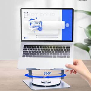 Laptop Cooling Stand Aluminum Alloy Rotating Bracket,360 Degree Rotation,Adjustable Ergonomic Portable Aluminum Laptop Holder,Foldable Computer Stand Riser Compatible with 9-15.6 inch Laptop,Silvery