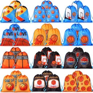 36 pcs basketball party favor sports drawstring present bags basketball goodie bags backpack small ball gift bags gym string bags for kids boys girls birthday travel storage team workout gym 12 styles