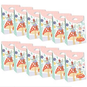 Big Dot of Happiness Let’s Be Fairies - Fairy Garden Birthday Gift Favor Bag - Party Goodie Boxes - Set of 12