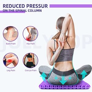 Seat Cushion, Gel Seat Cushion for Long Sitting, Purple Double Thick Seat Cushion with Carry Handle, Gel Seat Cushion for Office Chair Car Wheelchair, Helps to Relieve Sciatica Back Hip Tailbone Pain