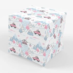 stesha party ski holiday winter gift wrapping paper – folded flat 30 x 20 inch (3 sheets)